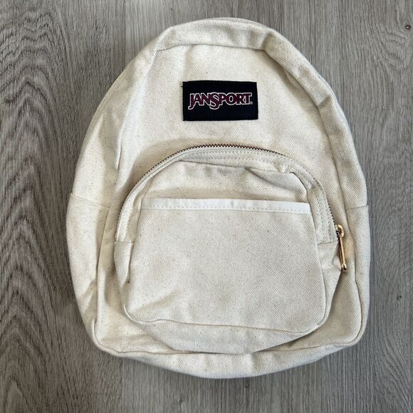 Jansport Half Pint Mini Backpack White Cream Shoulder Purse Bag Retro 90s Y2K - Picture 1 of 9